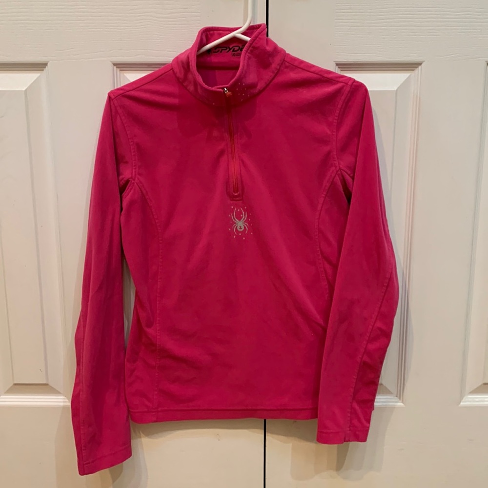 Spyder ski fleece. Size 10, reflective spyder logo. Bling on chest and neck